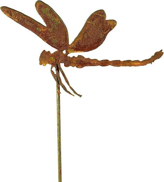Dragonfly Garden Stake | Steel Construction with Real Rust Finish | Made in USA
