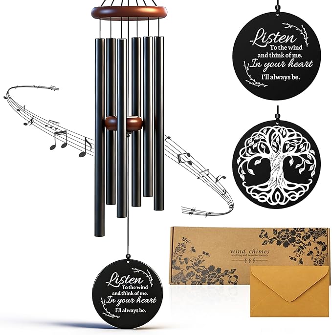 36 Inch Memorial Wind Chimes for Loss of Loved One - Deep Tone, Durable Metal Sympathy Wind Chimes for Outside, Outdoor Decor, Garden Patio Porch Yard Home, Meaningful Gift for Mom Women Housewarming
