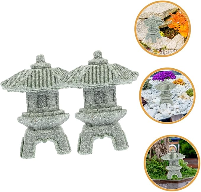 Yardwe 6pcs Stone Pagoda Statue for Garden Decor Micro Landscape Ornament Home Decoration