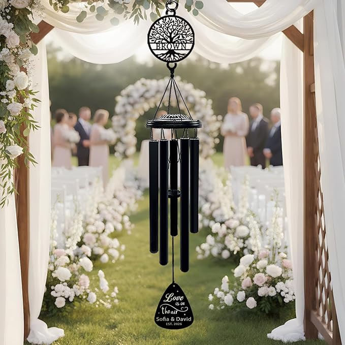 Personalized Wedding Wind Chimes Custom Gift for Couple Newlyweds Bridal Shower Engagement Party Home Decoration