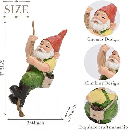 TERESA'S COLLECTIONS Garden Outdoor Decor,Hanging Gnomes Garden Decor,Climbing Gnomes Statue，Waterproof Resin Garden Statue, Garden Gift, Indoor/Outdoor,5.9"