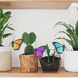 Geelin 3 Pcs Stained Glass Butterfly Suncatcher Flower Pot Decoration Metal Plant Pot Hangers Colorful Butterfly Garden Yard Suncatcher Decor Indoor Outdoor Home Decor