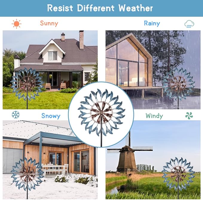 Wind Spinners Outdoor, Metal Windmill for Yard Decor 70 inch, 3D Garden Wind Spinners with Heavy Duty Steel Stake, Gifts for Family Friends