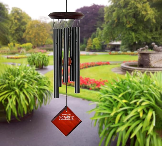 Woodstock Wind Chimes of Mars Wind Chimes for Outside 17" Black Small Light Sound Wind Chime Décor for Outdoor Garden, Patio, Porch, Encore Collection