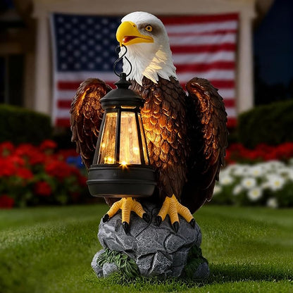 Jesokiibo 250th Anniversary USA Bald Eagle Statue with Solar Light, USA 250th Anniversary Merchandise Garden Decor Sculptures Statues Outdoor, Yard & Lawn Figurine,Bald Eagle Gift for Men