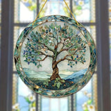 Stained Glass Window Hanging,Paint Tree of Life Suncatcher, Stained Glass Ornament, Suncatchers for Windows Hanging, Window Decor, Outdoor or Indoor, Gifts for Women, Bestie, Friends