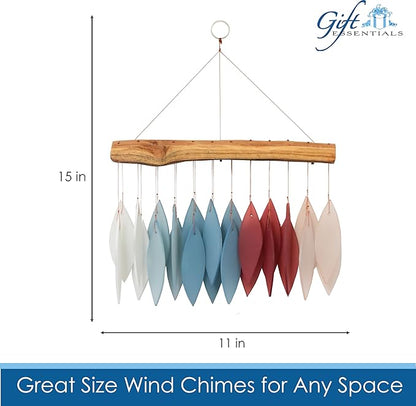 Blue Handworks New England Harbor Glass Chime, Sandblasted Glass and Found Wood Handcrafted Wind Chime
