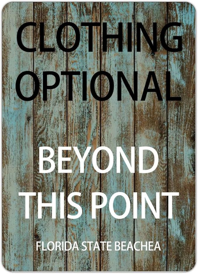 Clothing Optional Beyond This Point Street Metal Signs Vintage No Rust Safety Man Cave Warning Aluminum Metal Tin Sign for Garden Patio Yard Cafe Pub Home Decor Wall Art Print Poster 12"x16"
