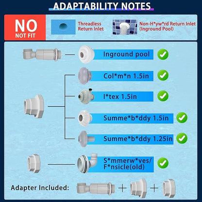 Pool Fountain for In-ground Pool and Above Ground Pools, Dual Spray Adjustable Pool Sprinkler Waterfall with 16-Colors LED Lights and 10 Modes for Outdoor Yard Decoration, RF Remote and App Control