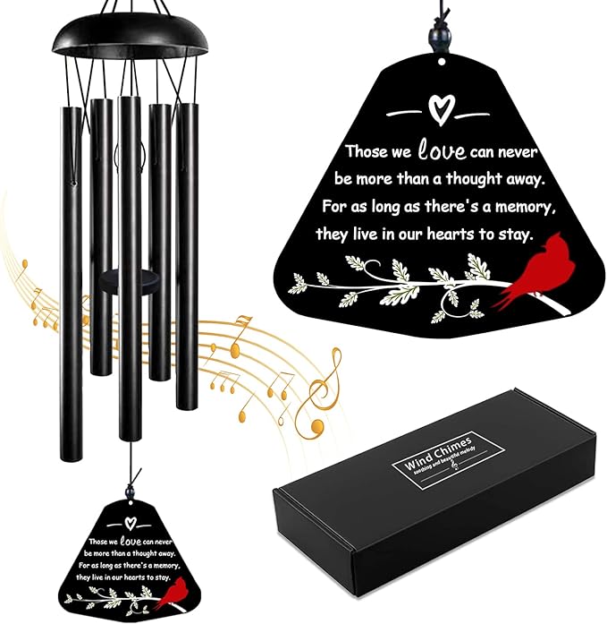 Memorial Wind Chimes,Sympathy Gift for Loss of Mother Father,30inch Sympathy Windchimes for Loss of Loved One,Cardinal Wind Chimes Outdoors Decor
