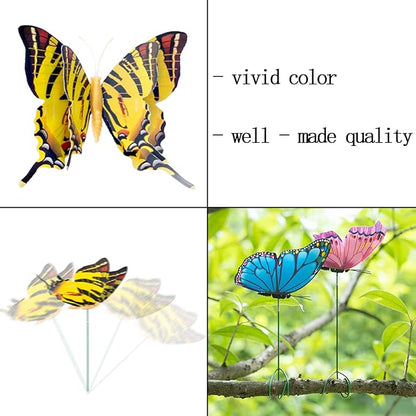 FENELY Butterfly Garden Decor Stakes,Double Wing Waterproof 3D Garden Ornaments Outdoor Decorations for Patio Lawn Yard PVC Gardening Art Christmas Whimsical Gifts