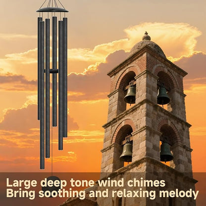 66" Extra Large Wind Chimes for Outside Deep Tone, 6 Thick and Bold Aluminum Tubes Tuned Relaxing Melody Wind Chime, Big Wind Chimes for Garden Patio Decor, Great Gift Idea for Mother's Day (Grey)