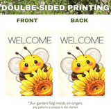 Welcome Garden Flag Cute Bee with Sunflower Outdoor Yard Flags Spring Summer Garden Double Sided Bee Banner for Lawn Yard Porch Patio Farmhouse Rustic Outdoor Seasonal Home Decor 12x18 Inch