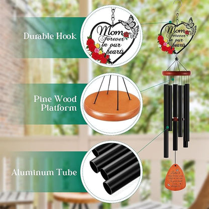 Kathfly Sympathy Wind Chimes for Loss of Loved One, 28" Memorial Wind Chimes for Outside, Bereavement Condolence Funeral Windchime Funeral Gift for Gifts for Loss of Loved One Mother Father Husband