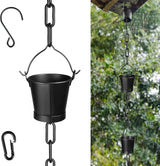 Invech 12.5FT Adjustable Rain Chains for Gutters, Outside Rain Chains with 12 Cups, Bucket Shape Rain Catcher Chain for Eaves Drainage, Replacement for Downpout