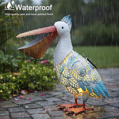 Pelican Statue Garden Decor, Solar Pelican Statues for Outside, 12 inches Pelican Statues, Lawn Ornaments, Coastal Ocean Bird Lawn Ornament for Outside Yard, balcony, Porch, Patio and Pool,Garden Gift