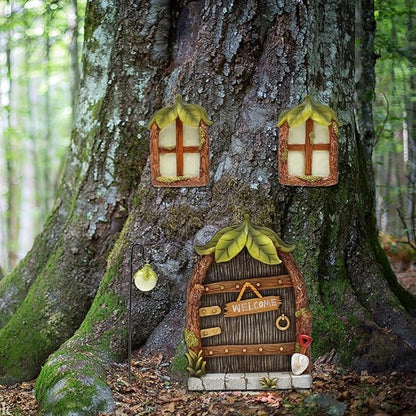 Outdoor Statues Garden Decoration,Garden Sculpture Figurine,Yard Statuette Garden Accessories Resin Statues,Gardening Supplies Garden Statuary Ornament,Trees Decoration Glow in The Dark
