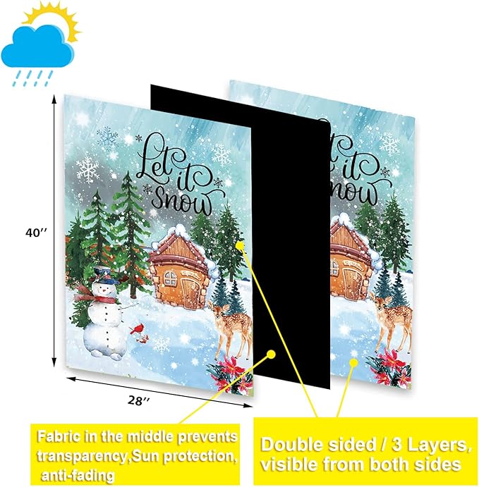 CDLong Seasonal Garden Flag Set of 12 - Double Sided 28 x 40 Inch Large Yard Flags, Outdoor Holiday Decorations for All Seasons, Christmas, Spring, Summer, and Fall - Big House Flags for Outside Decor