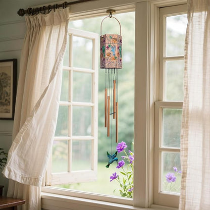 Gifts for Women - Metal Hummingbird Wind Chimes for Mom Grandma Wife, Patio, Garden, Porch, Outdoor Hanging Decor