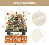 AVOIN colorlife Give Thanks Thanksgiving House Flag 28x40 Inch Double Sided Outside, Gobble Turkey Truck Rustic Yard Outdoor Flag