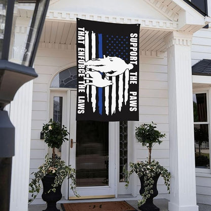 American Police Dog Support The Paws That Enforge The Laws Flag 3 X 5 Ft Polyester with Brass Grommets For Lawn Patio Yard Garden Home Outdoor Decor Fade Resistant Banner -5