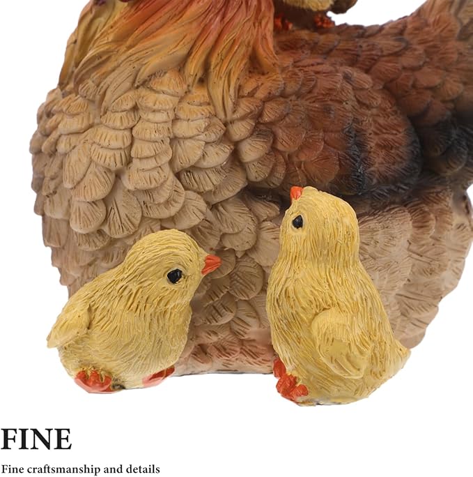Realistic Resin Hen Statue Garden Ornament Small Chicken Sculpture for Outdoor Lawn Patio Balcony Decoration