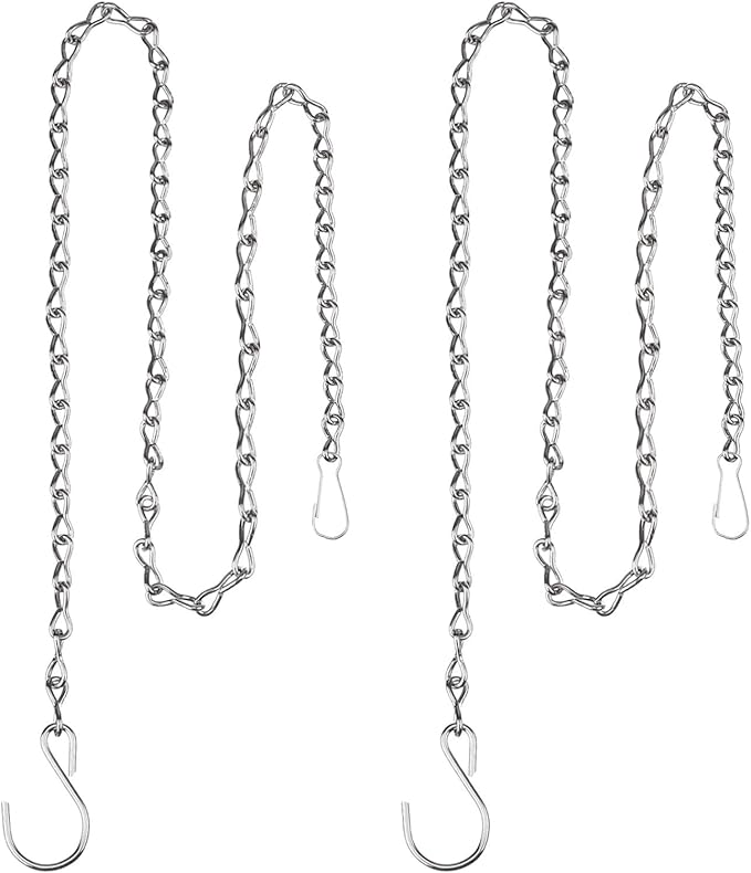 EBOOT 2 Pcs Hanging Chain for Bird Feeders, Planters, Lanterns and Ornaments (Silver,35 Inch)