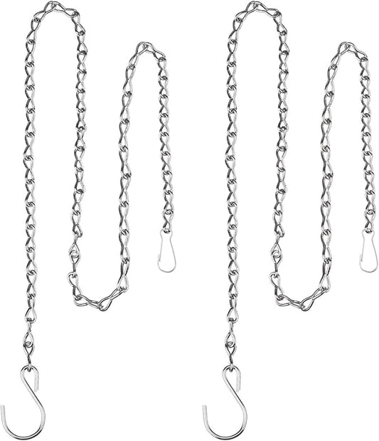 EBOOT 2 Pcs Hanging Chain for Bird Feeders, Planters, Lanterns and Ornaments (Silver,35 Inch)