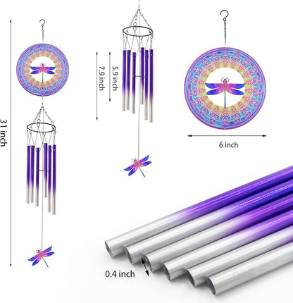 Wind Chimes with Dragonfly Wind Spinner, Gifts for Men, Women, Retirement, Teacher, Parents - Outdoor Hanging Decor Clearance for Garden, Patio, Backyard Or Porch