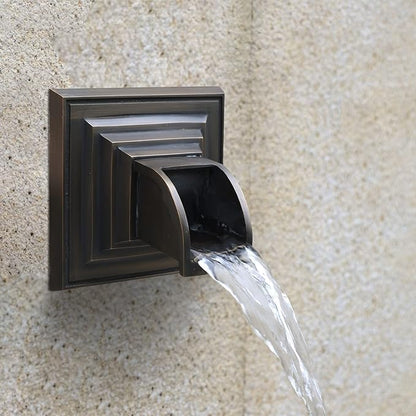 Solid Brass Made Exquisite Handcrafted Waterfall Spout for Landscape, Water Fountain Spout Scupper Luxury Decoration for Pools, Ponds, Water Walls