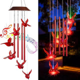 Cardinal Solar Wind Chimes for Outside, Solar Powered Chime Light, Cardinal Wind Chimes for Loss of Loved One,LED Windchimes Outdoor Cardinal Gifts for Home Garden Decor