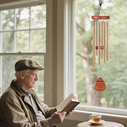 Grandpa Gifts Wind Chimes - Metal Windchimes with Card Indoor Outdoor Hanging Decor Appreciation Christmas New Year Grandparents Day Retirement Birthday Gift for Grandfather from Grandkids