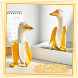 Meooeck 2 Pcs Banana Duck Statue 5.56" Small Garden Decor Resin Sculpture Ornament Creative Yellow White Figurine Funny Gift for Christmas Birthday Indoor Outdoor Yard Lawn Home Office Decorations