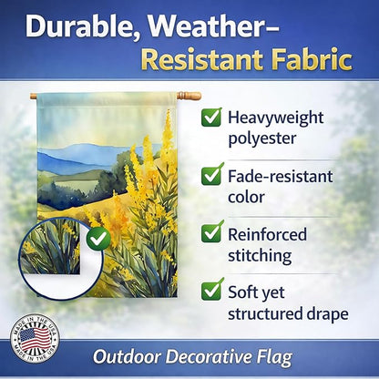 Caroline's Treasures Kentucky Goldenrod in Watercolor House Flag Large Porch Sleeve Pole Decorative Outside Yard Banner Artwork Wall Hanging, Polyester, House Size, Multicolor