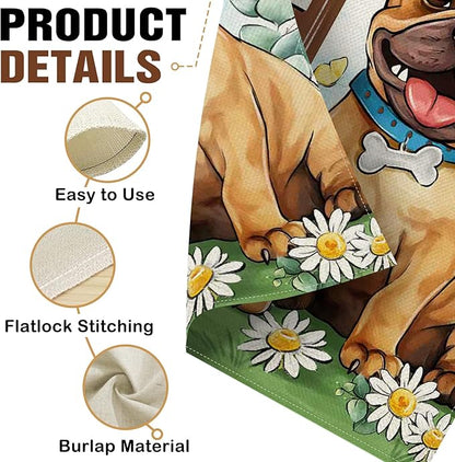 Dyrenson Welcome French Bulldog Dog Decorative Garden Flag, Paw Print Yard Outside Home Decorations Pet Lover Gifts, Spring Summer Burlap Outdoor Small Decor Double Sided 12 x 18