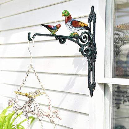 Sungmor Cast Iron Hanging Plant Bracket, 2 Pack Heavy Duty Hanging Basket Brackets, 10" Deep Outdoor Wall Plant Hangers, Decorative Garden Hooks for Flower Basket Bird Feeder Wind Chime Solar Light