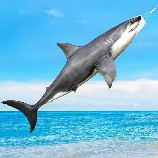 Flutesan Gray 49 Inch Shark Wind Sock Heavy Duty Fish Windsock Outdoor Decor Fish Flag Hanging Decor for Outside Garden Boat Gone Fishing Party Beach Party Decoration