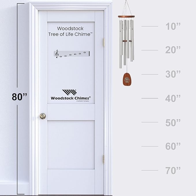 Woodstock Chimes Signature Collection, Woodstock Tree of Life Chime, 37'', Silver Wind Chimes for Outdoor, Patio, Home or Garden Decor (TOLB)