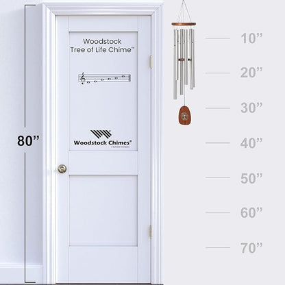 Woodstock Chimes Signature Collection, Woodstock Tree of Life Chime, 37'', Silver Wind Chimes for Outdoor, Patio, Home or Garden Decor (TOLB)