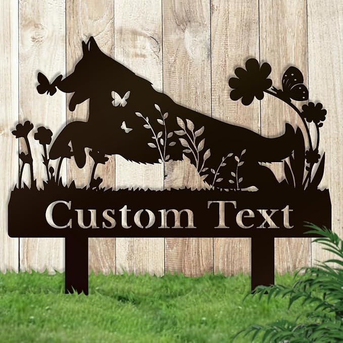 Personalized Metal Custom Garden Sculptures Statues, Yard Art,Shed, Flowerbed Decoration, Outdoor Decor, Animal Stake Pack, Cat Kitty Rabbit Bunny Dog Puppy Flower Metal Signs (Dog A)