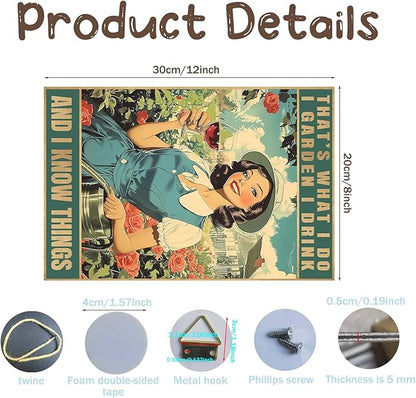 Outdoor Garden Decor Women's Art Gift for Yard, Backyard, Patio & Porch Decor To Plant A Garden is To Believe Tomorrow Wooden Sign For Home Outdoor Wall Art Funny "I GARDEN I DRINK" 12×8inches