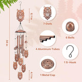 Owl Wind Chimes Outdoor Owl Gifts for Women/Men/Mom/Wife/Grandma Birthday Gifts Memorial Gift Metal WindChimes for Outside/Indoors, Lawn, Patio, Home, Porch, Yard Decor, Garden Decorations