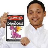 SmartSign Funny Beware Of Dragons Warning Sign - 10"x7", 40 mil Laminated Rust-free Aluminum - Metal Signs for Wall Decor, Outdoor, Patio, Gifts, Cafe - Dragon Theme, Made in USA
