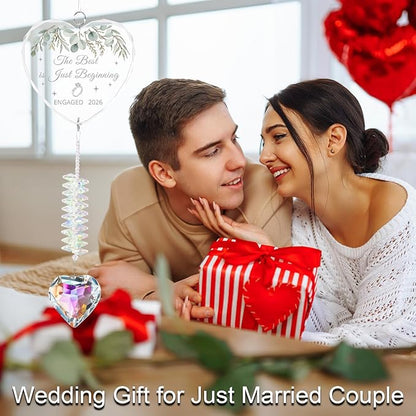Engagement Gifts for Couples 2026, Wedding Gifts,Crystal Suncatcher for Newly Engaged, Hanging Crystal Gift Ornament, Congratulations Decorations for Friends Just Engaged