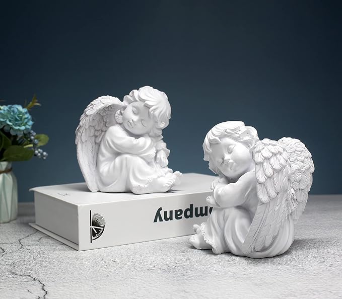 Praying Angels Figurine, Garden Angel Statues, Waterproof Kneeling Angel Sculpture, Outdoor Decor Ornament for Patio Lawn Yard Porch Decorations
