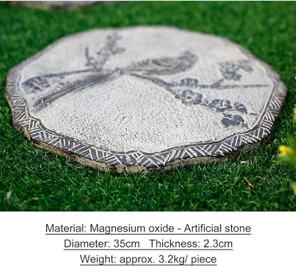 Garden Stepping Stones, Classical Chinese Flower Carving, Decorative Walkway Stepping Stones for Outdoor Garden Flowerbed & Lawn Yard Pathway (Color : B(3Pcs))