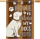 Dyrenson Home is Where My Dogs are 28 x 40 House Flag Double Sided, Pet Paw Print Garden Yard Decoration Dog Owner Lover Gifts, Farmhouse Rustic Burlap Outdoor Decor Decorative Large Flag