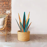 2022 Upgraded Large Size Tequila Rustic Sculpture, DIY Rustic Metal Agave Plant for Outdoor Patio Garden Yard Lawn Ornaments, Yard Art Decoration Statue for Home Decor (Orange Blue (M)- 2PCS)