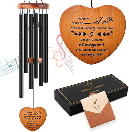 Sympathy Gifts for Loss of Loved One, Memorial Wind Chimes for Mom Dad Husband Brother, Funeral Bereavement Sympathy Gifts Basket, in Memory of Loved One Gifts - Black