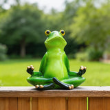 Yoga Frog Statue Outdoor Decor,4.0''(H) Sukhasana Frog Garden Sculptures for Yard Lawn,Resin Animal Figurines Home Porch Patio Table Yoga Art Decorations